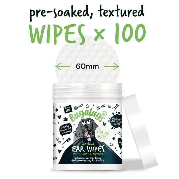 Bugalugs 100% biologicky rozložiteľné utierky na čistenie uší pre psov 100 ks - Textured Dog Ear Wipes Bugalugs 100% biologicky rozložiteľné utierky na čistenie uší pre psov 100 ks – Obrázok 2